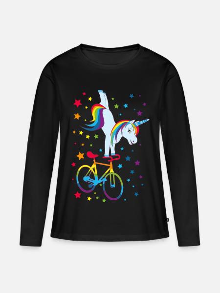 Kunstrad, Kunstradfahren, Hallenradsport, Einhorn - Frauen Premium Bio Langarmshirt - Schwarz