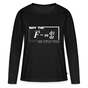 design May the F be with you Force Mathématiques maths - T-shirt manches longues Premium bio Femme - noir - Devant - Julia (174cm)