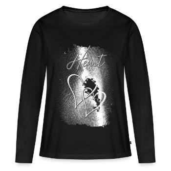 Deux cœurs - T-shirt manches longues Premium bio Femme - noir - Devant - Julia (174cm)