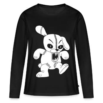 Lapin blanc monstrueux - T-shirt manches longues Premium bio Femme - noir - Devant - Julia (174cm)