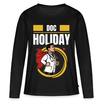 Doc Holiday – Médecin en style fraude sur le temps de travail - T-shirt manches longues Premium bio Femme - noir - Devant - Julia (174cm)