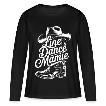 Print Granny Dancing Cowboy Pattern T-Shirt - Women's Premium Organic Long Sleeve Shirt - black - Front - Julia (174cm)