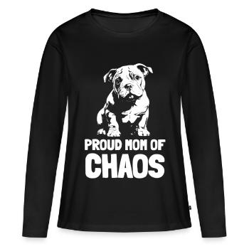 Proud Mom of Chaos Puppy Motif - Women's Premium Organic Long Sleeve Shirt - black - Front - Julia (174cm)
