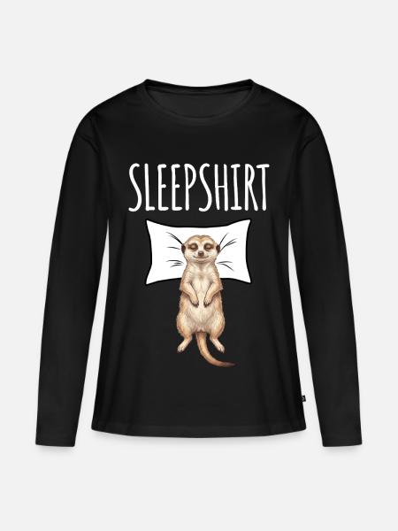 Erdmännchen Schlafshirt - Frauen Premium Bio Langarmshirt - Schwarz