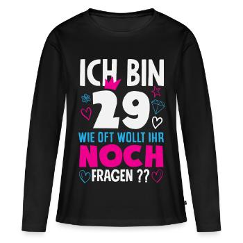 J’ai 29 ans et je me pose encore des questions - T-shirt manches longues Premium bio Femme - noir - Devant - Julia (174cm)