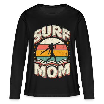 Surf Mom Rétro - T-shirt manches longues Premium bio Femme - noir - Devant - Julia (174cm)