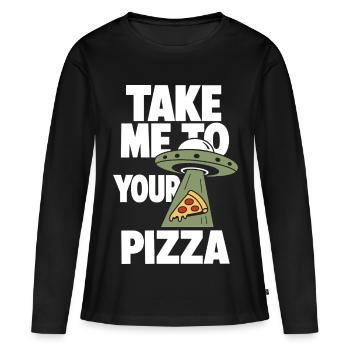 Emmène-moi à ta pizza OVNI - T-shirt manches longues Premium bio Femme - noir - Devant - Julia (174cm)