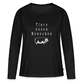 Tiere Essen Menschen | Geschenk Ethik Vegan - Frauen Premium Bio Langarmshirt - Schwarz - Vorne - Julia (174cm)