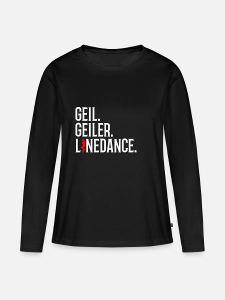 geil. geiler. linedance. - Frauen Premium Bio Langarmshirt - Schwarz