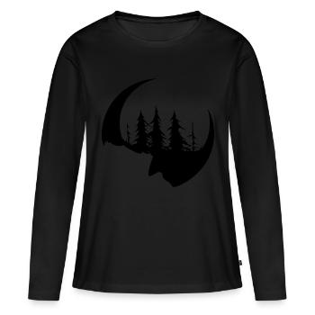 Visage de forêt sombre et faucille - T-shirt manches longues Premium bio Femme - noir - Devant - Julia (174cm)