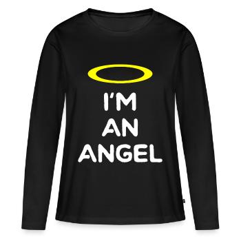 ENGEL - Frauen Premium Bio Langarmshirt - Schwarz - Vorne - Julia (174cm)