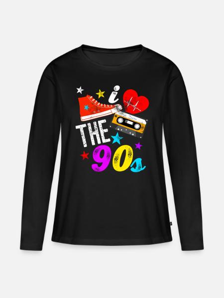 i love the 90s - Ekologisk långärmad premium-T-shirt dam - svart