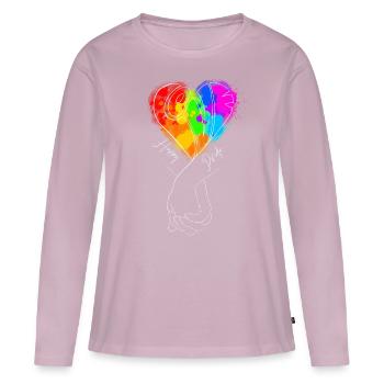 Saint Valentin LBGT Happy & Pride - T-shirt manches longues Premium bio Femme - rose poudré - Devant - Julia (174cm)