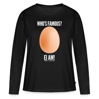 Chemise drôle d'oeuf de record du monde Instagram d'oeuf - T-shirt manches longues Premium bio Femme - noir - Devant - Julia (174cm)