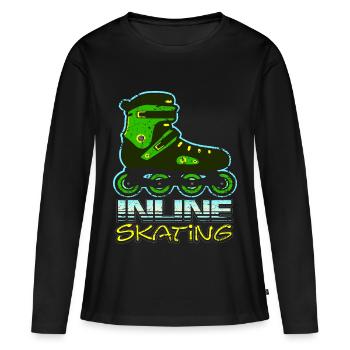 Inline Skates - Frauen Premium Bio Langarmshirt - Schwarz - Vorne - Julia (174cm)