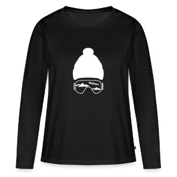 Skifoan - Skibrille - Skiurlaub - Frauen Premium Bio Langarmshirt - Schwarz - Vorne - Julia (174cm)