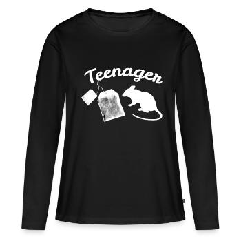 Ado drôle t-shirt - T-shirt manches longues Premium bio Femme - noir - Devant - Julia (174cm)