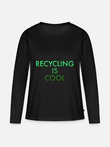 RECYCLING - Frauen Premium Bio Langarmshirt - Schwarz