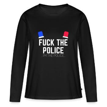 BAISE LA POLICE ... JE SUIS LA POLICE - T-shirt manches longues Premium bio Femme - noir - Devant - Julia (174cm)