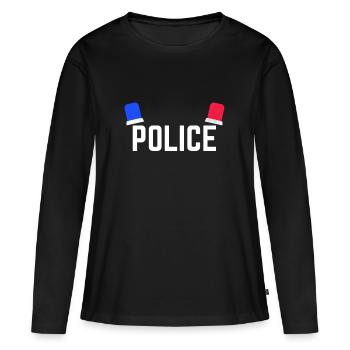 POLICE - T-shirt manches longues Premium bio Femme - noir - Devant - Julia (174cm)