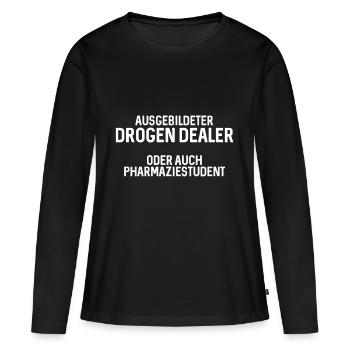 PHARMACIE ÉTUDES UNIVERSITAIRES - T-shirt manches longues Premium bio Femme - noir - Devant - Julia (174cm)