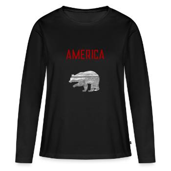 AMERIQUE - T-shirt manches longues Premium bio Femme - noir - Devant - Julia (174cm)