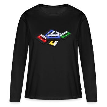 Musik Kasette - TOP 10 Mix - Audio Tape - Frauen Premium Bio Langarmshirt - Schwarz - Vorne - Julia (174cm)