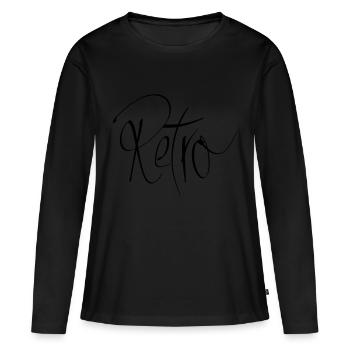 rétro - T-shirt manches longues Premium bio Femme - noir - Devant - Julia (174cm)