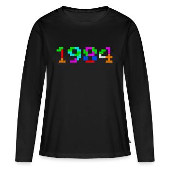 1984 - T-shirt manches longues Premium bio Femme - noir - Devant - Julia (174cm)