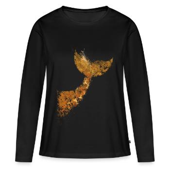 Baleine - Queue de baleine - T-shirt manches longues Premium bio Femme - noir - Devant - Julia (174cm)