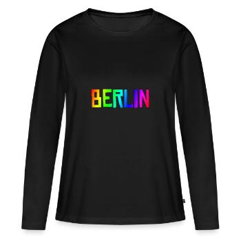 Berlin - T-shirt manches longues Premium bio Femme - noir - Devant - Julia (174cm)