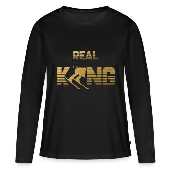 Ski Ski Ski Ski - vrai Roi - T-shirt manches longues Premium bio Femme - noir - Devant - Julia (174cm)