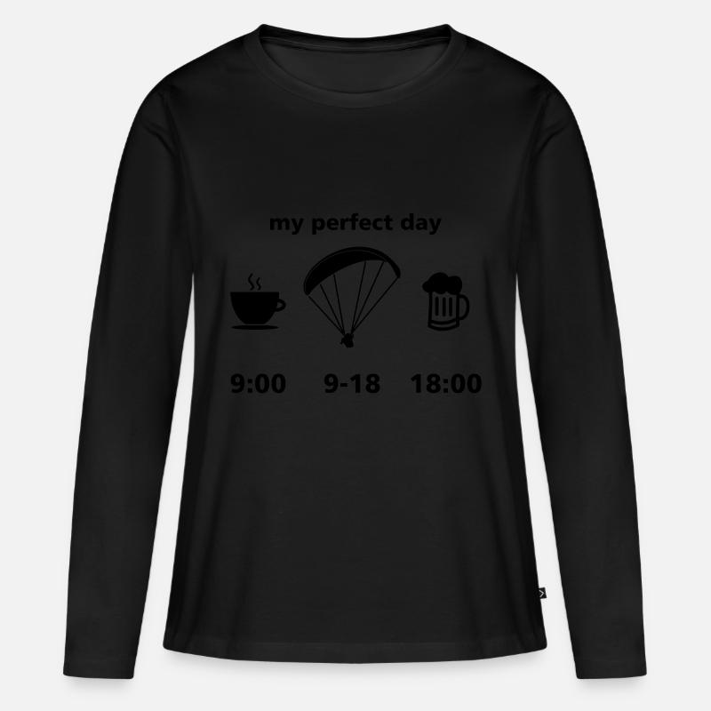 Gleitschirmflieger Paragliding Geschenk Tag - Frauen Premium Bio Langarmshirt - Schwarz