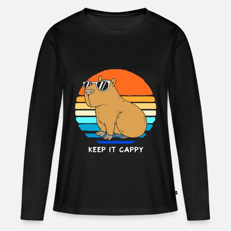 Capybara Capibara - Frauen Premium Bio Langarmshirt - Schwarz