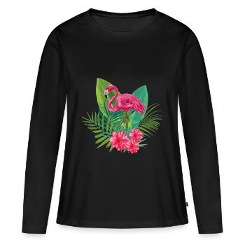 Flamingo - T-shirt manches longues Premium bio Femme - noir - Devant - Julia (174cm)