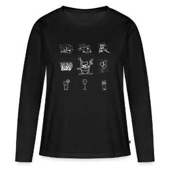 Silvester Smileys - Frauen Premium Bio Langarmshirt - Schwarz - Vorne - Julia (174cm)