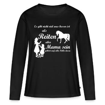 Reiten und Mama - Frauen Premium Bio Langarmshirt - Schwarz - Vorne - Julia (174cm)