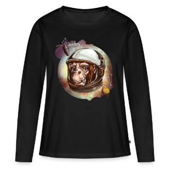 Spacemonkey smoking - T-shirt manches longues Premium bio Femme - noir - Devant - Julia (174cm)