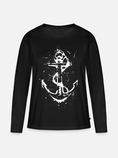 Anker - Frauen Premium Bio Langarmshirt - Schwarz