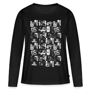 caméras classiques - T-shirt manches longues Premium bio Femme - noir - Devant - Julia (174cm)