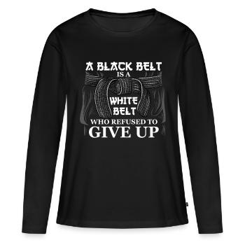 Arts martiens une ceinture noire est une ceinture blanche karaté - T-shirt manches longues Premium bio Femme - noir - Devant - Julia (174cm)