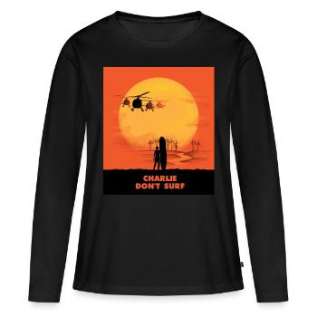 Charlie ne surfe pas militaire Apocalypse de la guerre du Vietnam - T-shirt manches longues Premium bio Femme - noir - Devant - Julia (174cm)