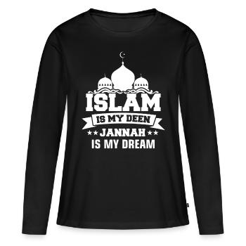 L’islam est mon deen jannah est mon rêve musulman islamique - T-shirt manches longues Premium bio Femme - noir - Devant - Julia (174cm)
