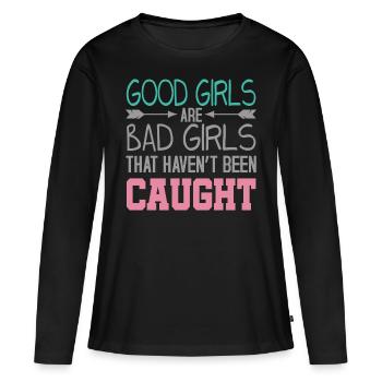 Boese Maedchen JGA Party - Frauen Premium Bio Langarmshirt - Schwarz - Vorne - Julia (174cm)