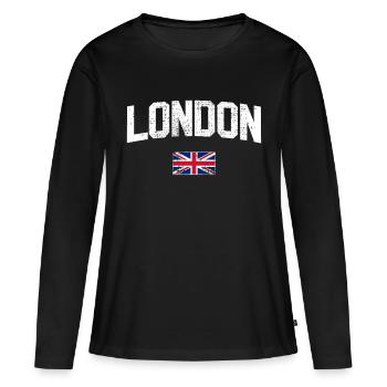 Londres Angleterre Union Jack - T-shirt manches longues Premium bio Femme - noir - Devant - Julia (174cm)