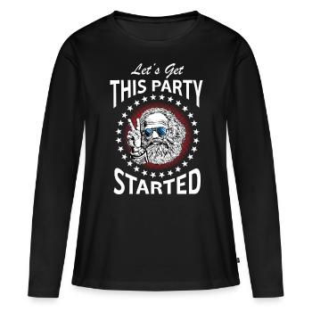 Chemise du parti communiste Karl Marx Marxisme socialiste - T-shirt manches longues Premium bio Femme - noir - Devant - Julia (174cm)