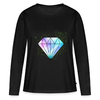 Diamant Efeu Zweige Edelstein Schmuck Juwel Ranke - Frauen Premium Bio Langarmshirt - Schwarz - Vorne - Julia (174cm)