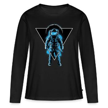 Surfer sur les astronautes de l'espace - T-shirt manches longues Premium bio Femme - noir - Devant - Julia (174cm)