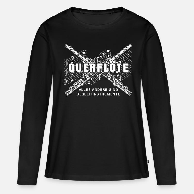 Querflöte Querflöten Spieler T-Shirt Geschenk - Frauen Premium Bio Langarmshirt - Schwarz