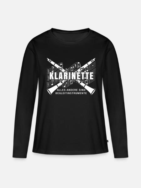 Klarinette Klarinetten Spieler T-Shirt Geschenk - Frauen Premium Bio Langarmshirt - Schwarz